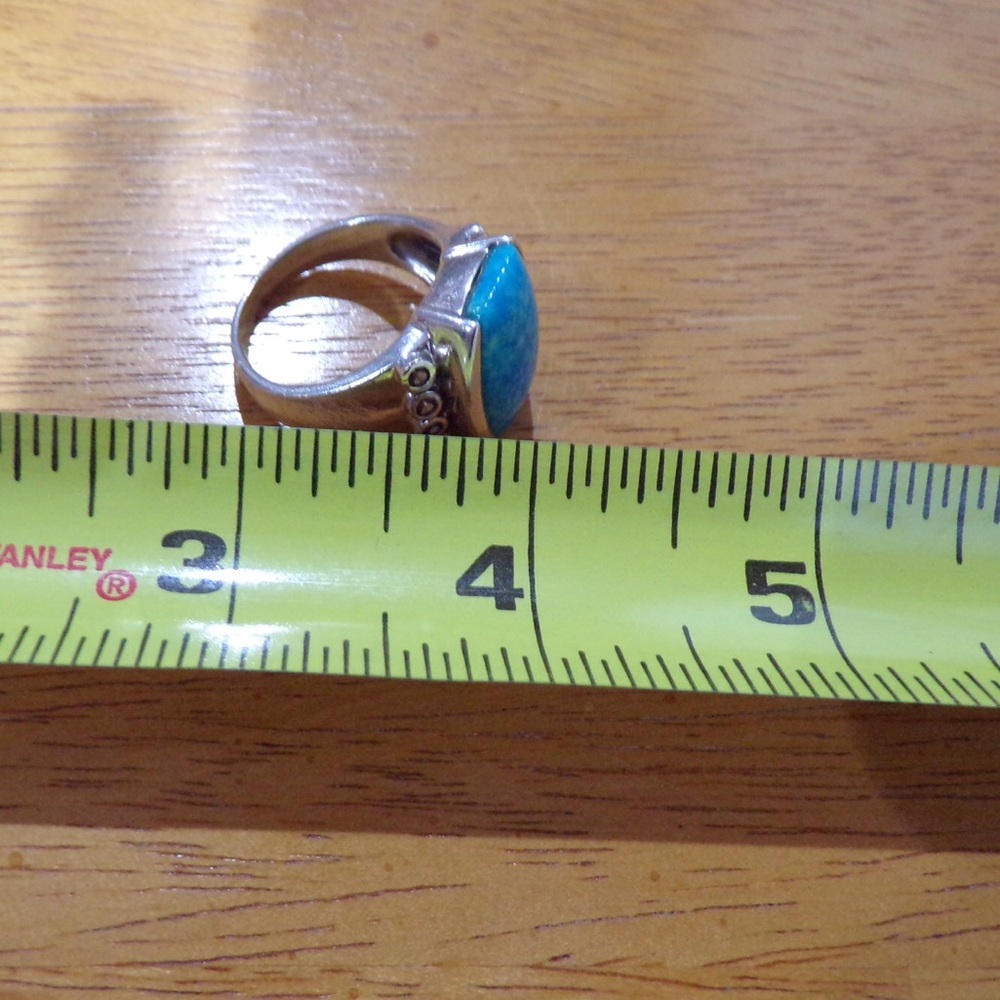Statement Turquoise ring size 10-11 Silver 825 WOW - Picture 8 of 8
